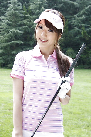 Karin Mizuno shows butt and plays with boobs on the golf field.